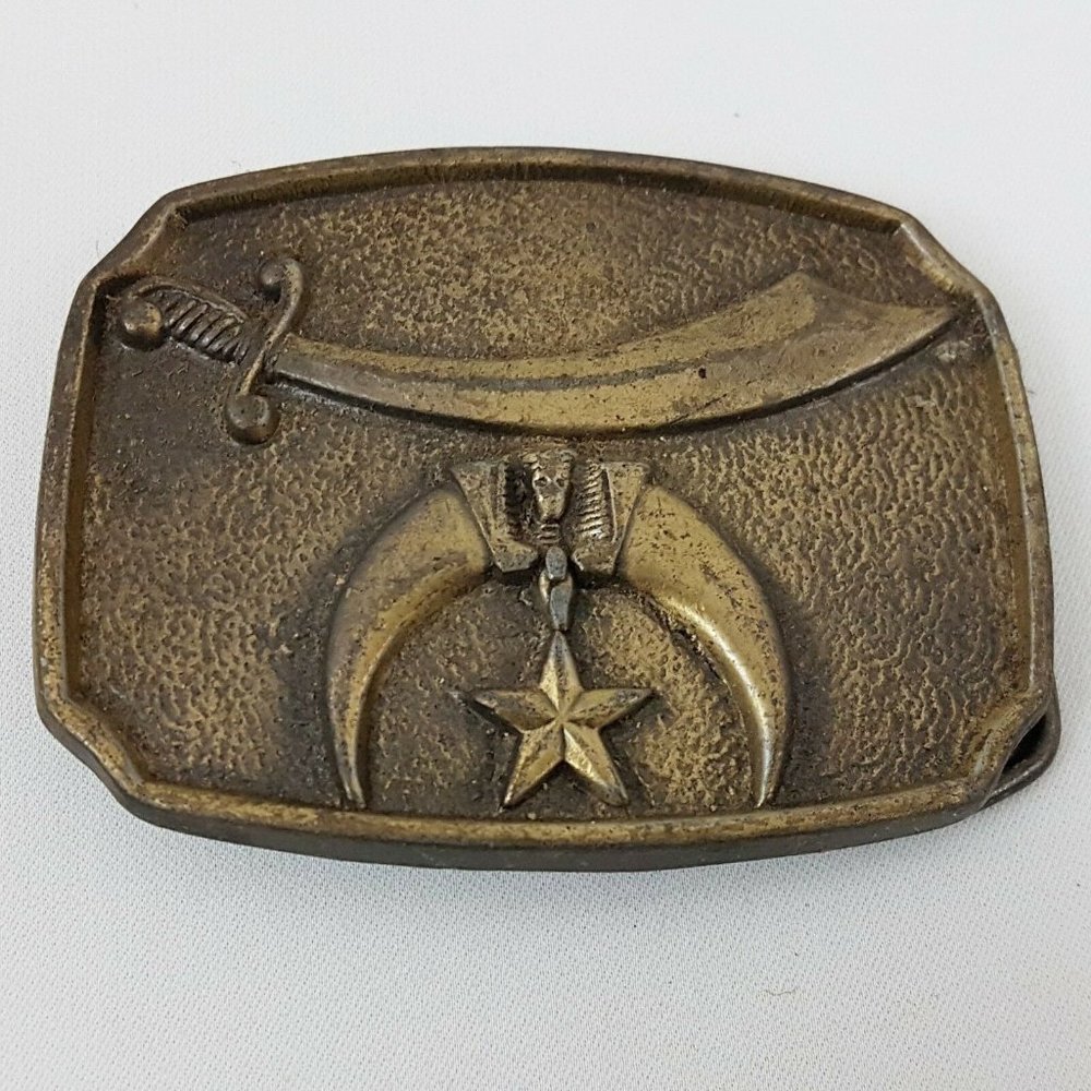 New Old Stock Vintage 1970s Shriners Jewel of the Order Brass Belt Buckle